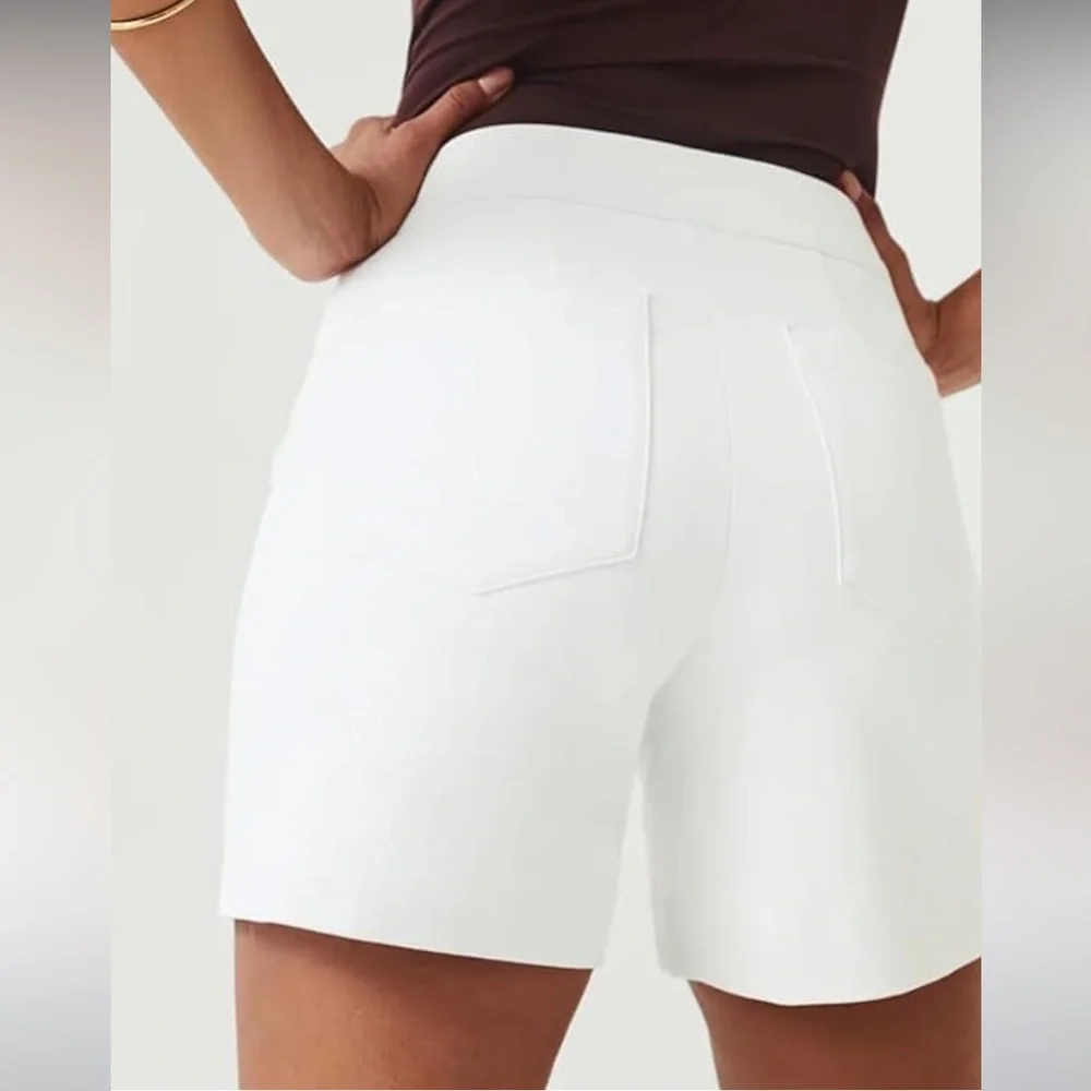 SPANX On The Go Polished 6” White Stretch High Rise Shorts Size Small NWT - Picture 10 of 16